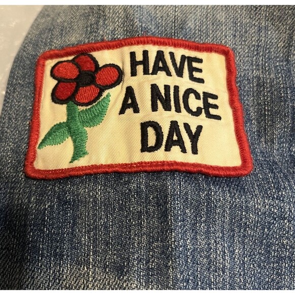 Vintage 90s Lucky Legend Denim Jacket Embroidered Hippie Patches Made In USA S - Picture 12 of 16